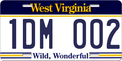 WV license plate 1DM002