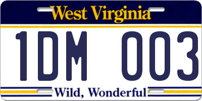 WV license plate 1DM003