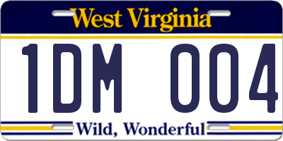WV license plate 1DM004