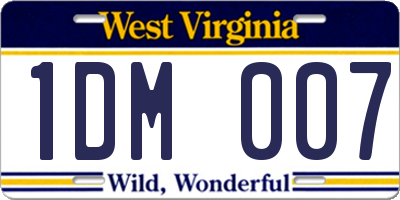 WV license plate 1DM007