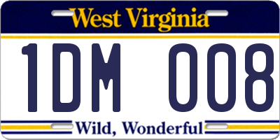 WV license plate 1DM008