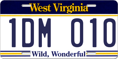 WV license plate 1DM010