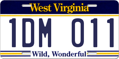 WV license plate 1DM011