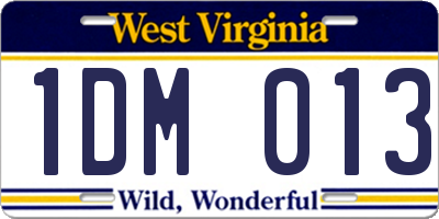 WV license plate 1DM013