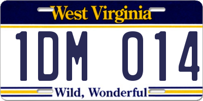 WV license plate 1DM014