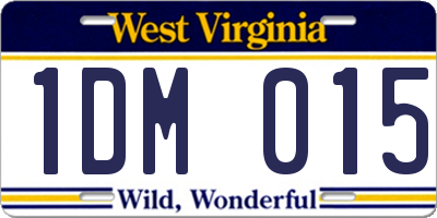 WV license plate 1DM015