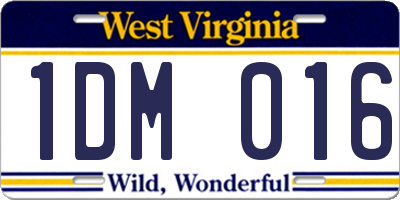 WV license plate 1DM016