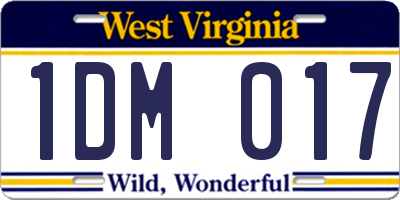 WV license plate 1DM017