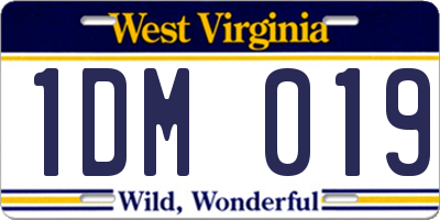 WV license plate 1DM019