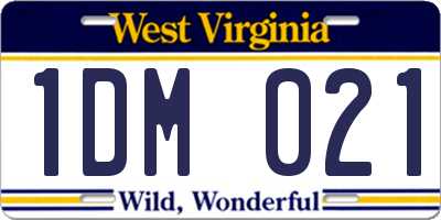 WV license plate 1DM021