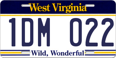 WV license plate 1DM022
