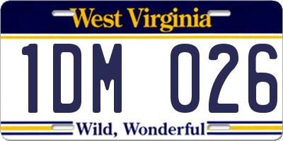 WV license plate 1DM026