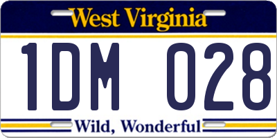 WV license plate 1DM028