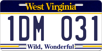 WV license plate 1DM031