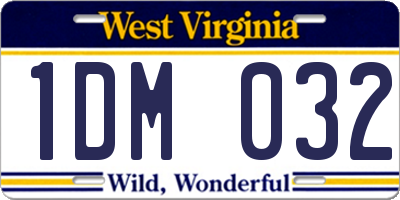 WV license plate 1DM032