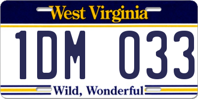WV license plate 1DM033