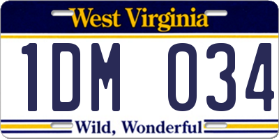 WV license plate 1DM034