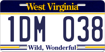 WV license plate 1DM038