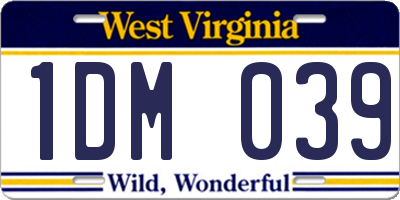 WV license plate 1DM039