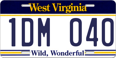 WV license plate 1DM040