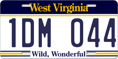 WV license plate 1DM044