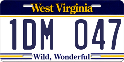 WV license plate 1DM047