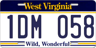 WV license plate 1DM058