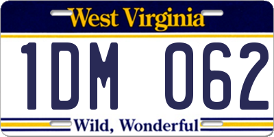WV license plate 1DM062