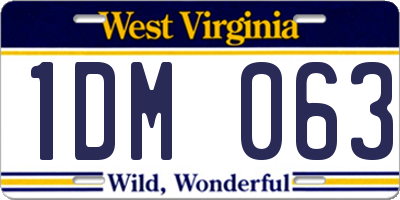 WV license plate 1DM063