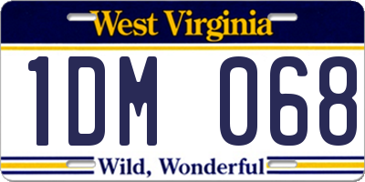 WV license plate 1DM068