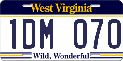 WV license plate 1DM070