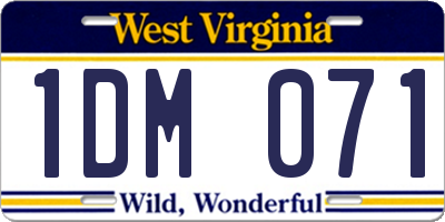 WV license plate 1DM071