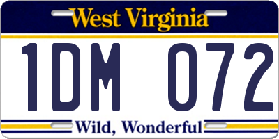 WV license plate 1DM072