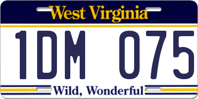 WV license plate 1DM075