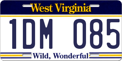 WV license plate 1DM085