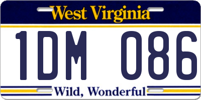 WV license plate 1DM086