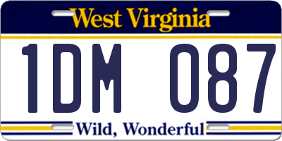 WV license plate 1DM087