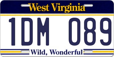 WV license plate 1DM089