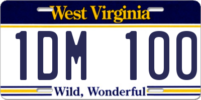 WV license plate 1DM100