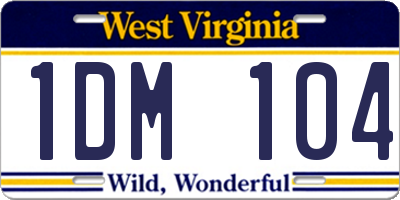 WV license plate 1DM104