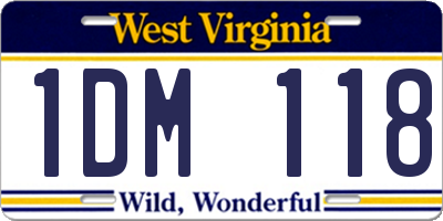 WV license plate 1DM118
