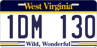 WV license plate 1DM130