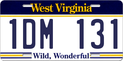 WV license plate 1DM131