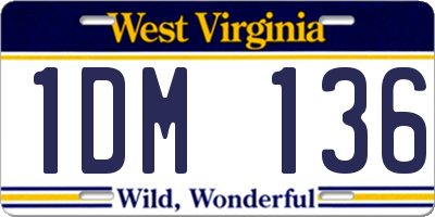 WV license plate 1DM136