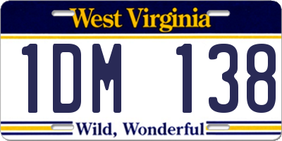 WV license plate 1DM138