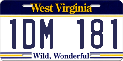 WV license plate 1DM181