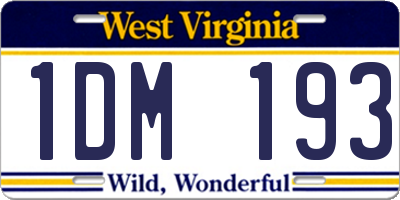 WV license plate 1DM193