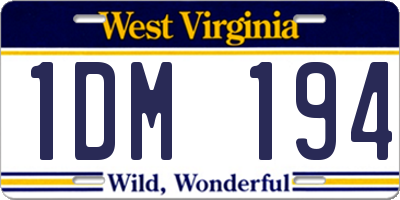 WV license plate 1DM194
