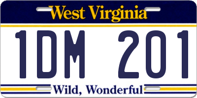 WV license plate 1DM201