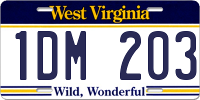 WV license plate 1DM203